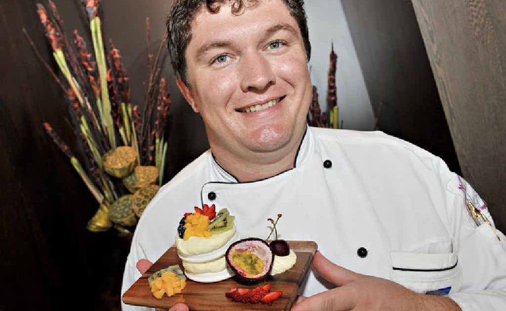 Novotel Twin Waters executive chef Steve Forrester with his pavlova. Novotel Twin Waters executive chef Steve Forrester with his pavlova.